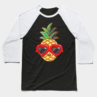 Pineapple Heart-Shaped Sunglasses Baseball T-Shirt